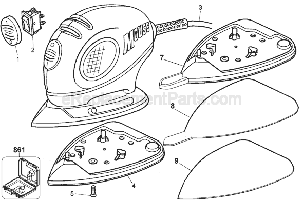 Page A Diagram and Parts List for Type 1 Black and Decker Sander Polisher
